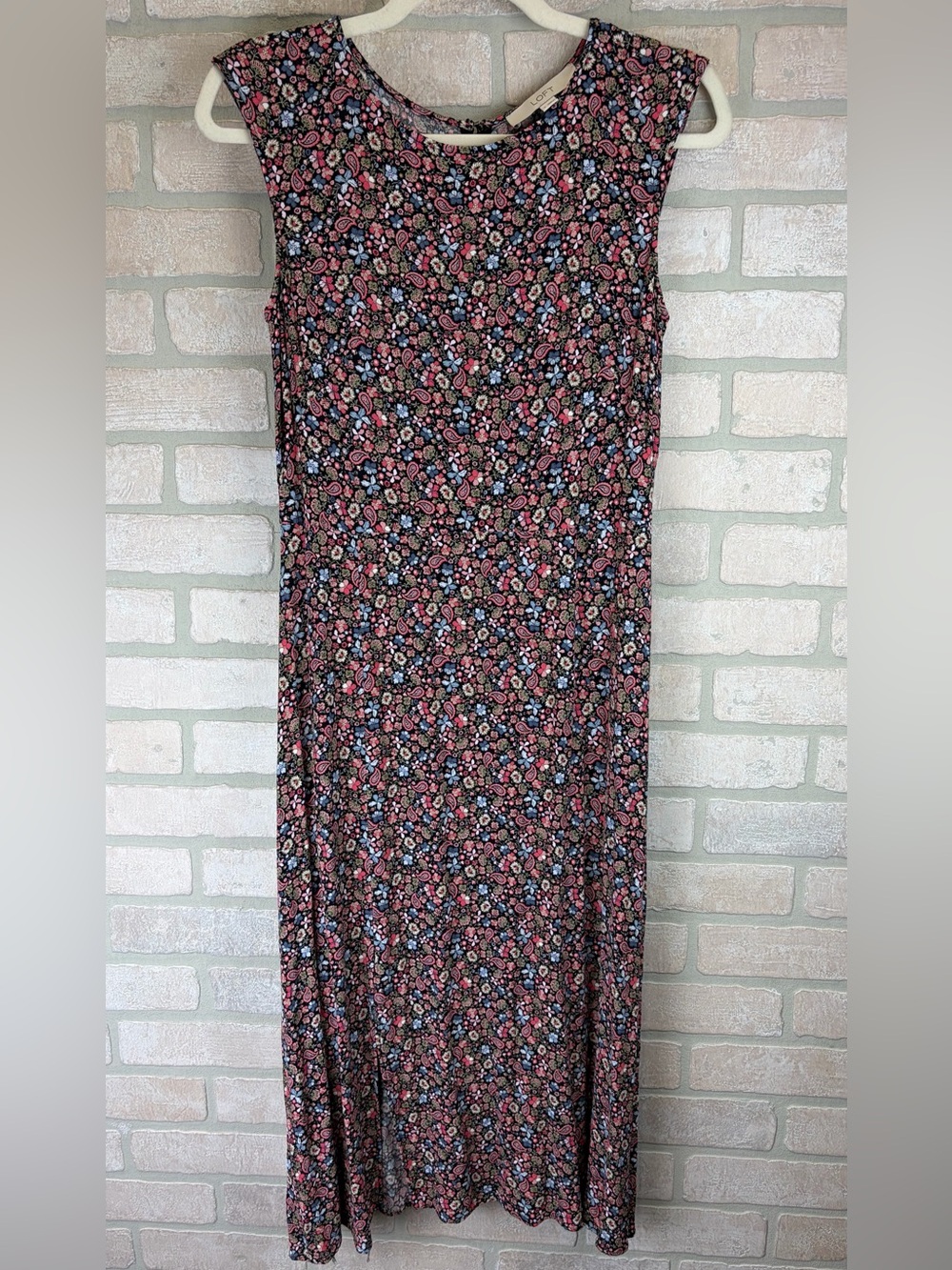 Loft Sleeveless Floral Paisley Midi Dress in Multi-Color